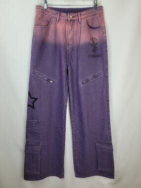 Ambre Skater Baggy Cargo Purple Pink Star Ghost Spider Web Spider Jeans Small